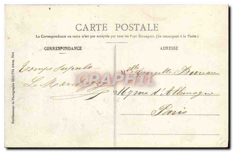 CPA Monte Carlo Casino Et Jardins — Verso