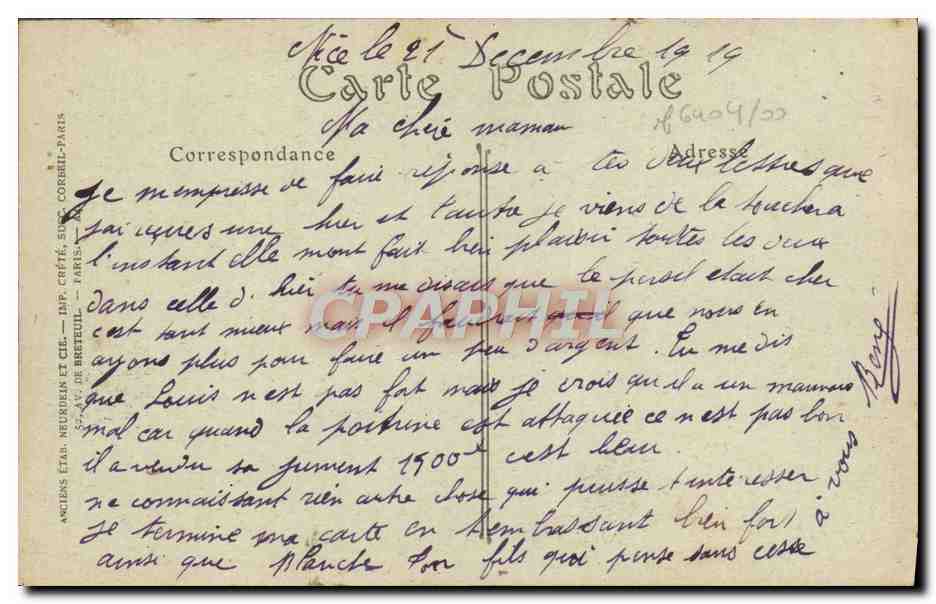 CPA Nice Le Mont Boron Et Les Villas — Verso
