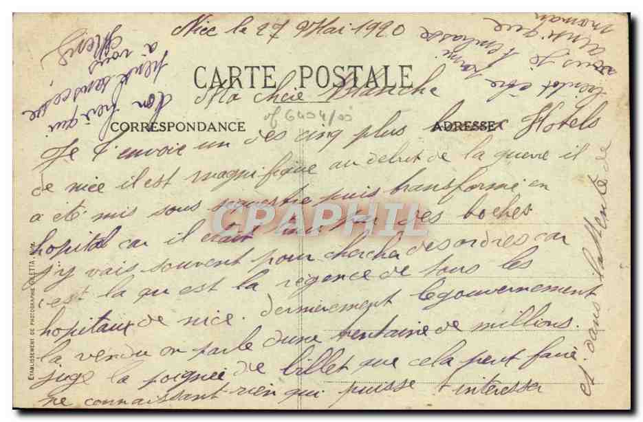 CPA Nice hotel Imperial Parc Imperial — Verso