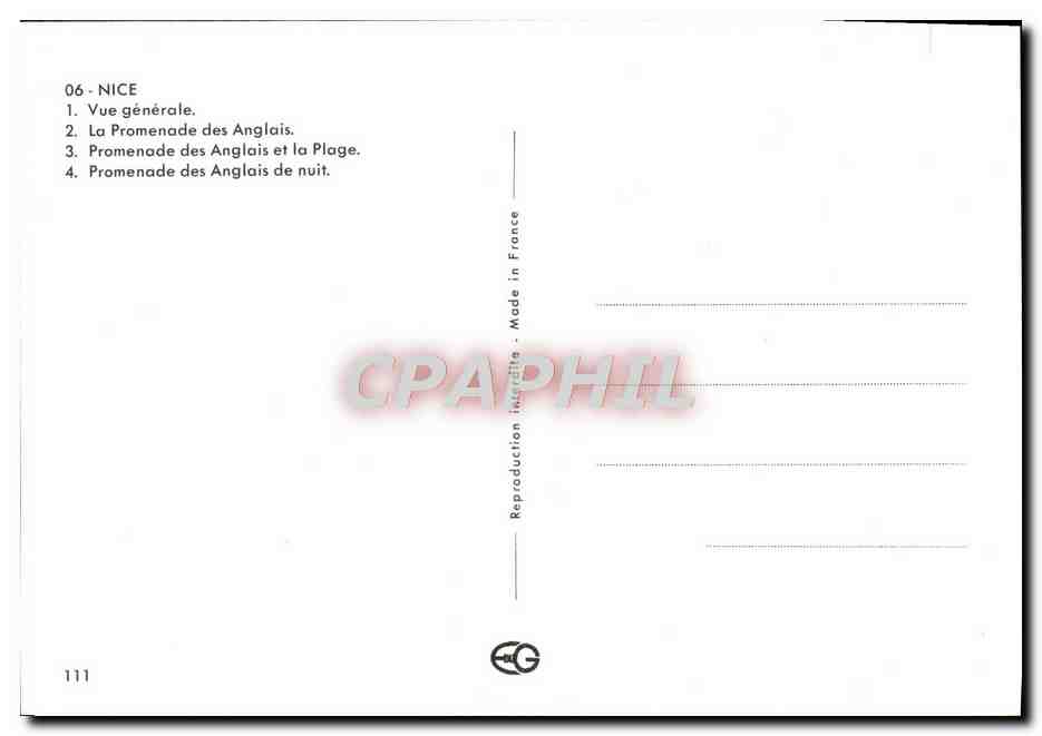 CPM Nice Vue Generale La Promenade Des Anglais — Rückseite