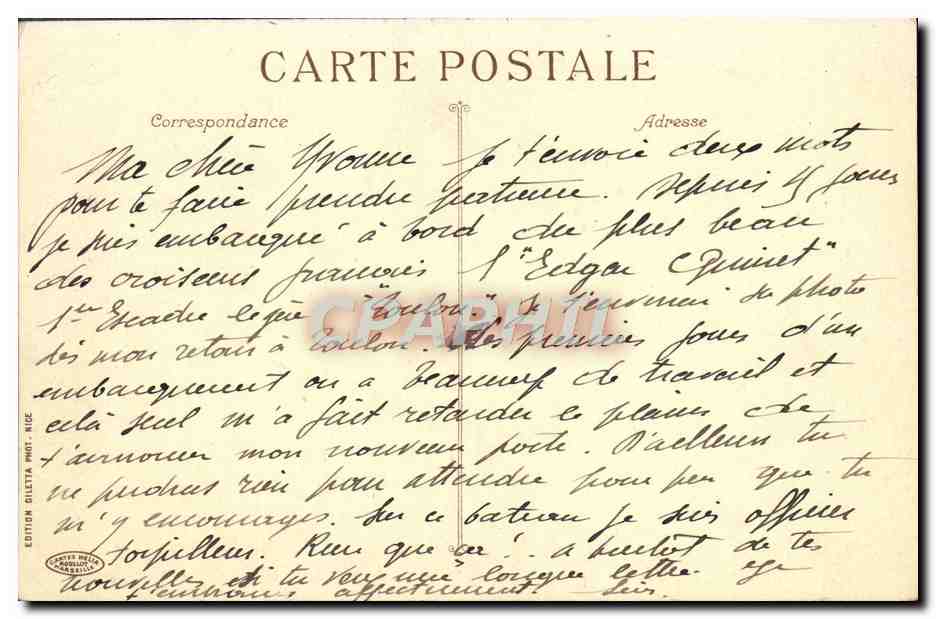 CPA Nice Vue Generlae Prise Du Mont Boron — Verso