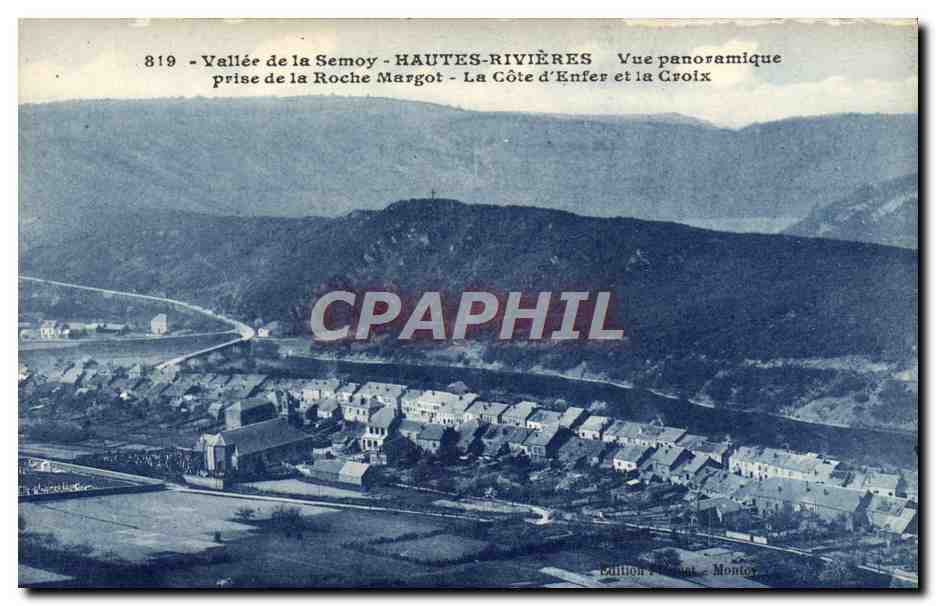 Vallée de la Semoy - HAUTES-RIVIÈRES - Vue panoramique prise de la Roche Margot - La Côte d'Enfer et la Croix