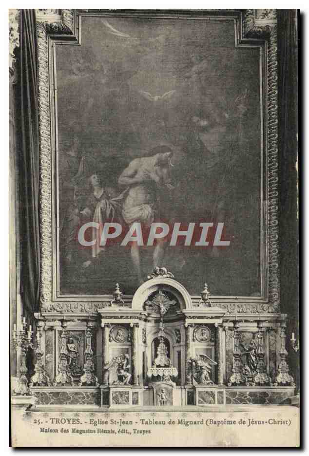 CPA Troyes Eglise St Jean Tableau De Mignard Bapteme de Jesus Christ 