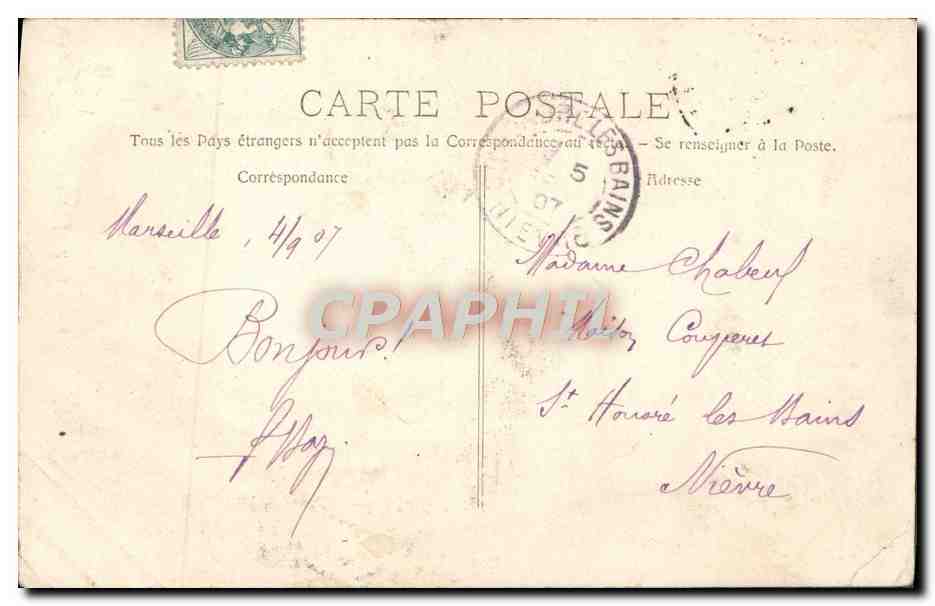 CPA Marseille N D De La Garde — Rückseite