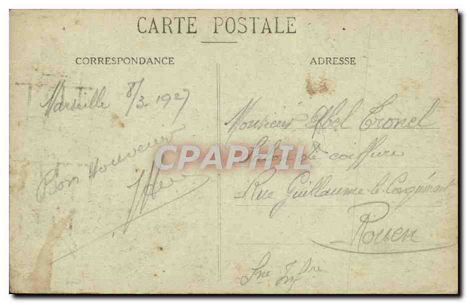 CPA Marseille Vieux Port Et Notre Dame De La Garde Bateaux — Verso