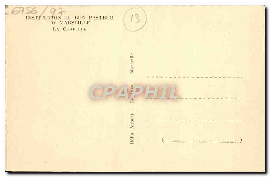 CPA Institution Du Bon Pasteur De Marseille La Chapelle — Rückseite