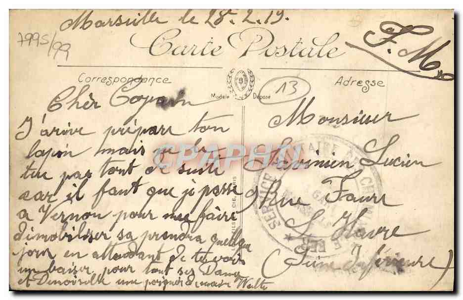 CPA Marseille La Cannebiere Tramways — Verso