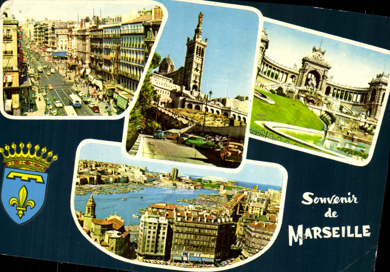 CPM Souvenir De Marseille Canebiere Notre Dame de la Garde Palais Longchamp Port