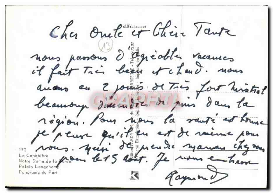 CPM Souvenir De Marseille Canebiere Notre Dame de la Garde Palais Longchamp Port — Back
