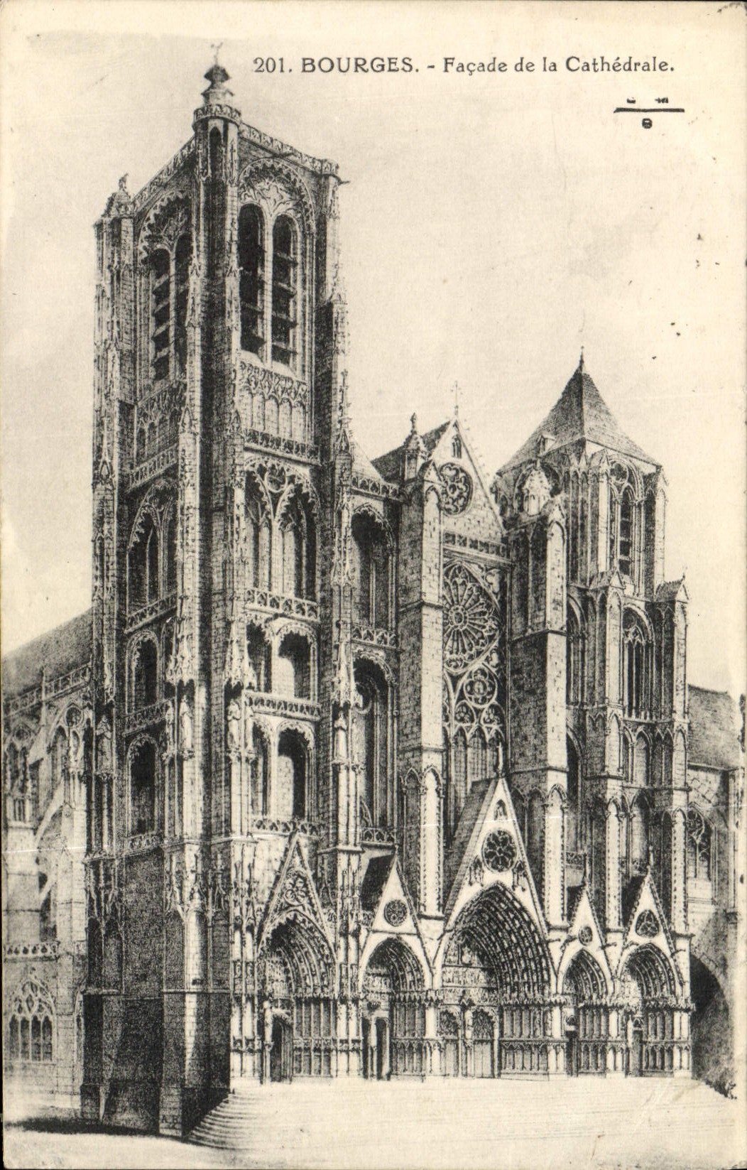 CPA Bourges Facade de la Cathedrale