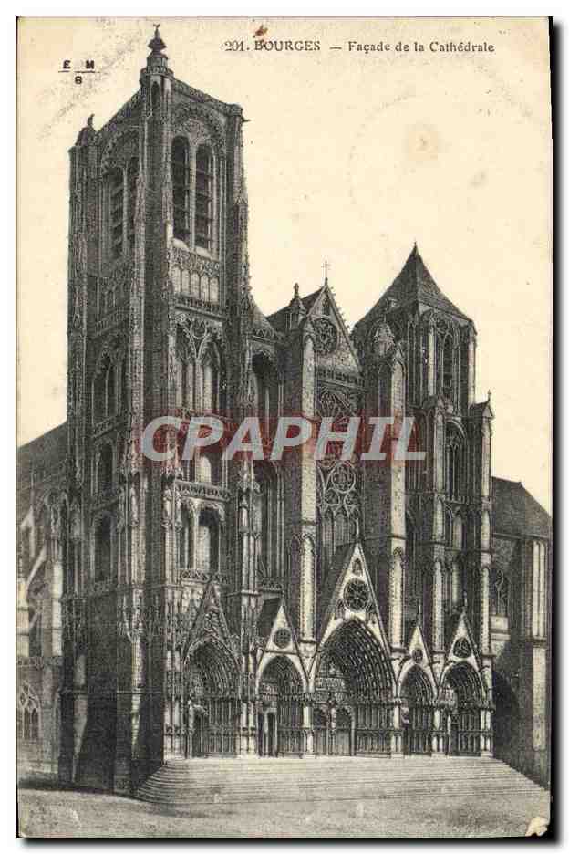 CPA Bourges Facade de la Cathedrale