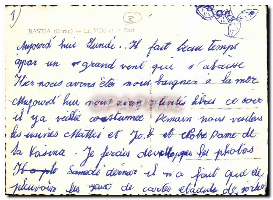 Bastia (Corse) — La Ville et le Port — Éditeur Rima — Rückseite