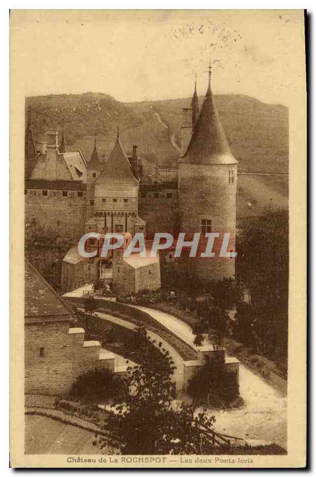 CPA Chateau de La Rochepot Les deux ponts levis 