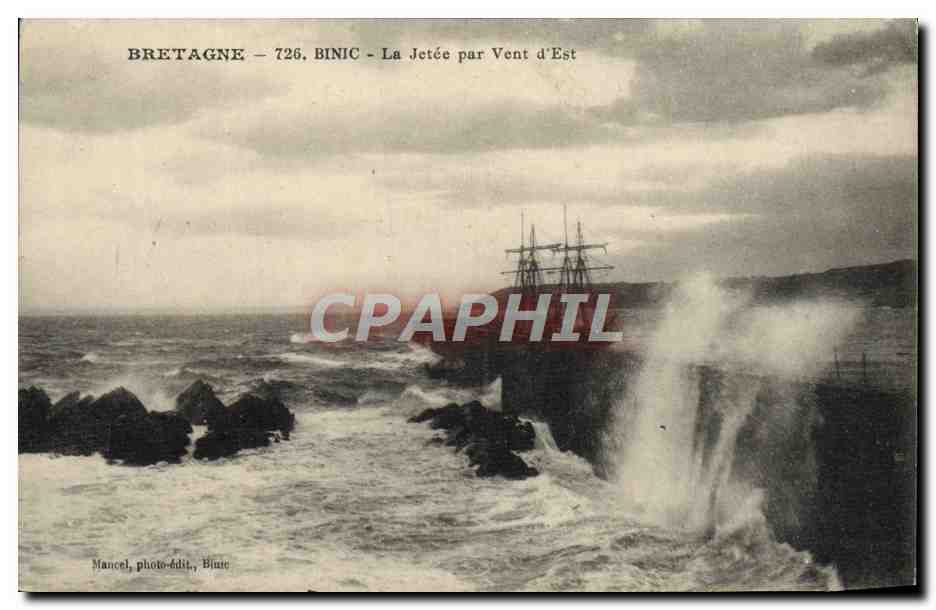 Bretagne - Binic - Die Mole bei Ostwind — Mancel, photo-édit., Binnic