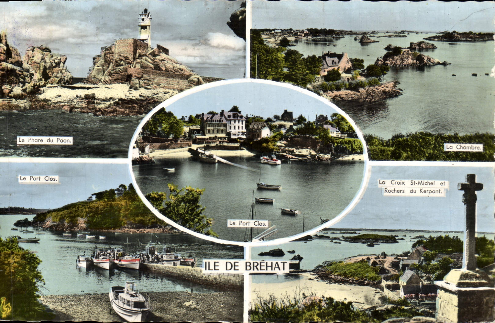 Ile de Bréhat — Vue panoramique avec phare, port et rochers — Les Tirages Modernes, n° 22