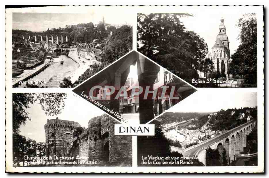 Dinan — Vue générale, Château de la Duchesse Anne, Église Saint-Sauveur, Le Viaduc et la Coulée de la Rance — Édition Dinan