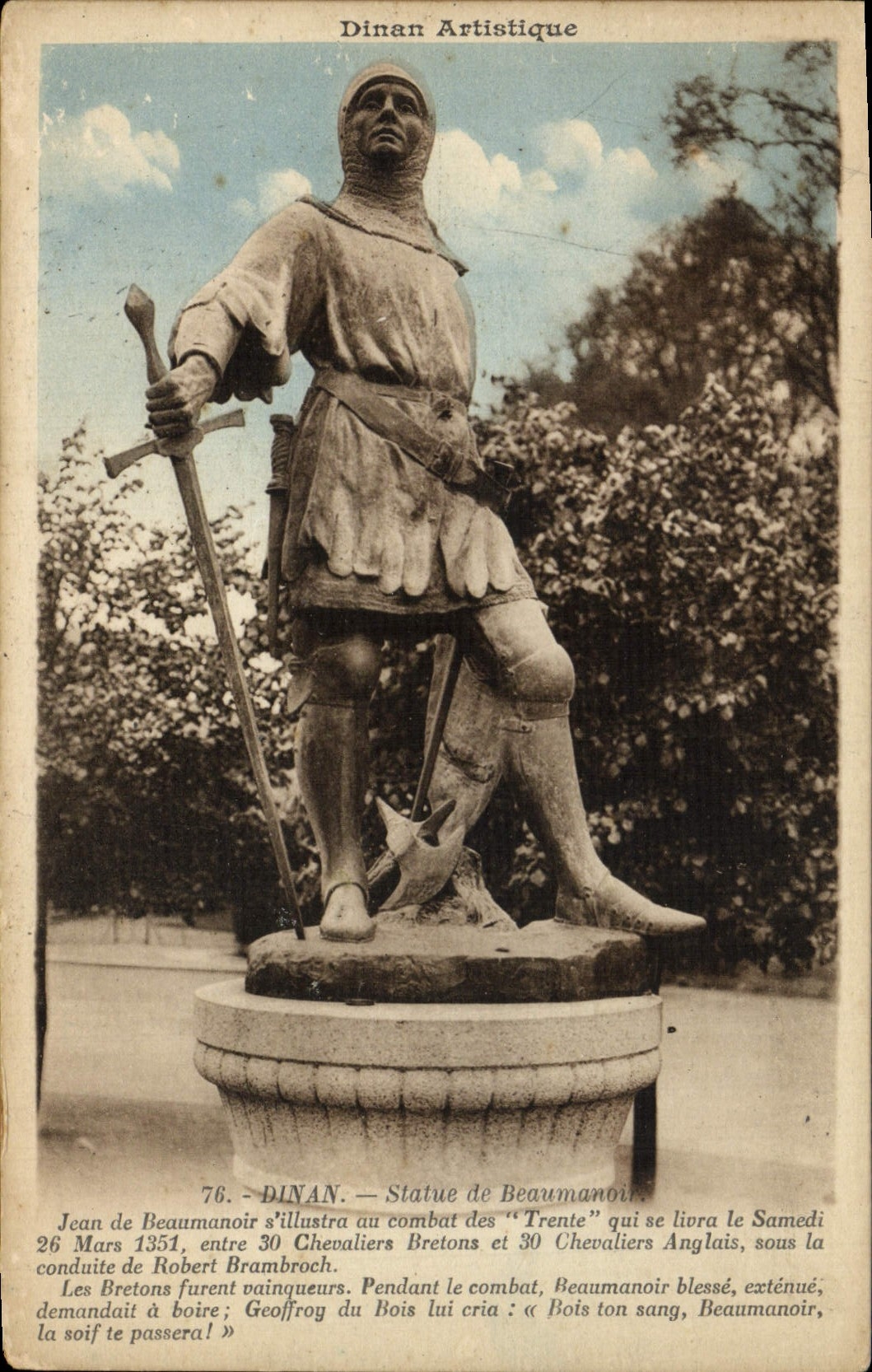 Statue de Jean de Beaumanoir — Dinan — Dinan Artistique n°76 - Anverso
