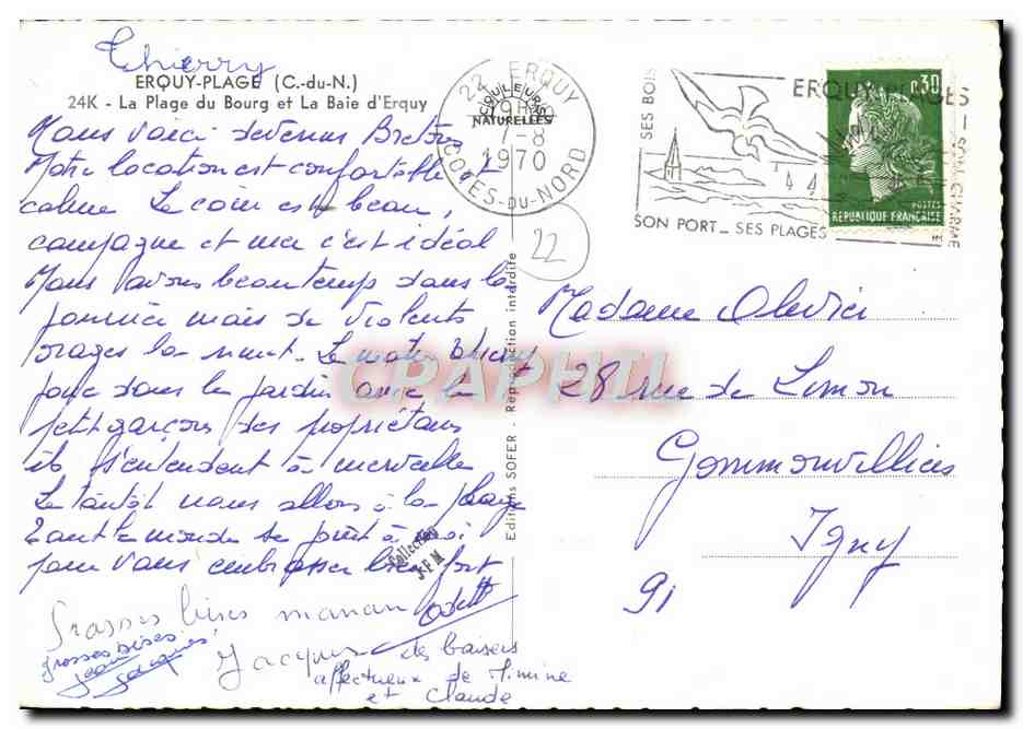 Erquy-Plage — La Baie d'Erquy — Éditeur : Ed. SOFER — Verso