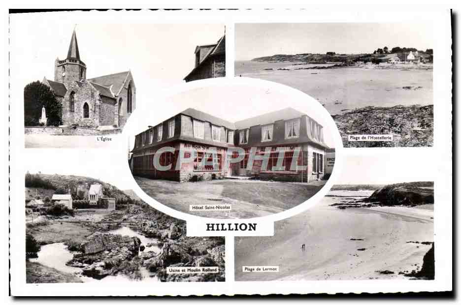 Hillion — Église, Hôtel Saint-Nicolas, Plage de l'Hottallerie, Usine et Moulin Rolland, Plage de Lermos — Éditions Gaby