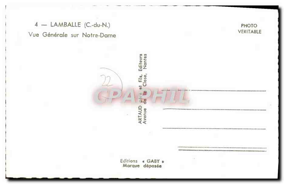 CPM Lamballe Vue Generale sur Notre Dame — Rückseite
