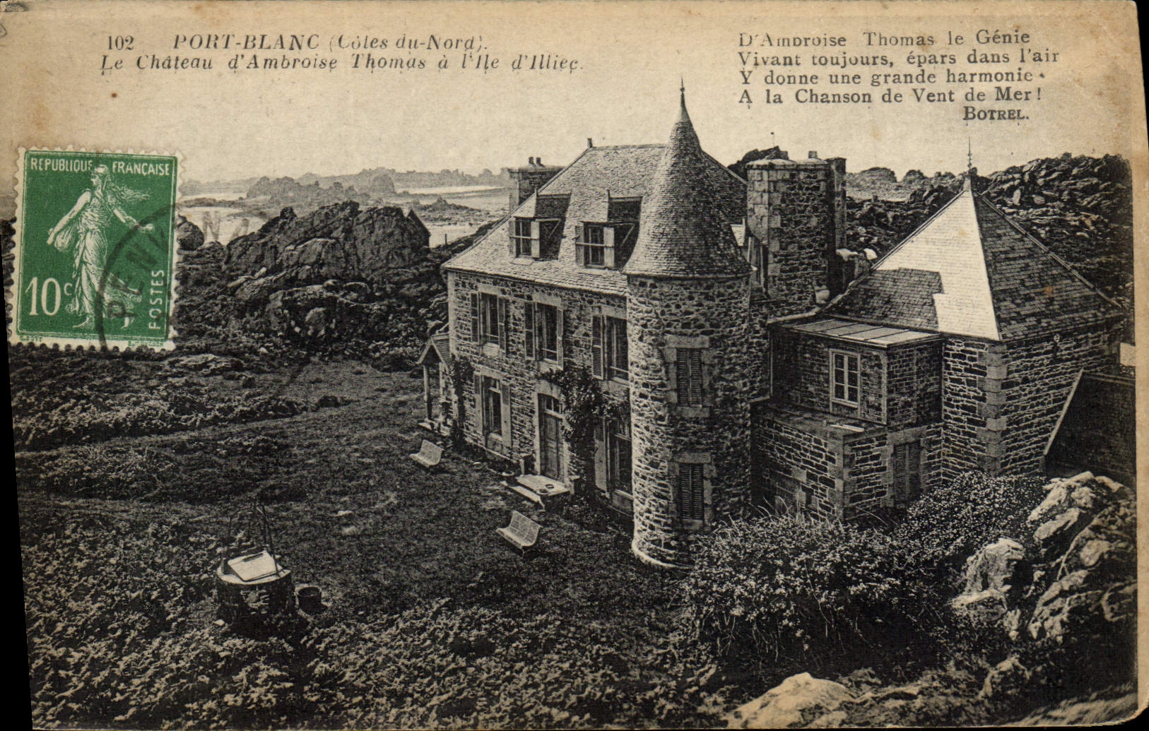 Port-Blanc (Côtes-du-Nord) — Le Château d'Ambroise Thomas à Ville d'Illeé — éditeur anonyme, n° 102