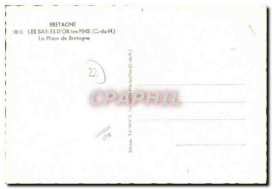 Les Sables-d'Or-les-Pins — La Place de Bretagne — Édition T.A. Motin — Rückseite