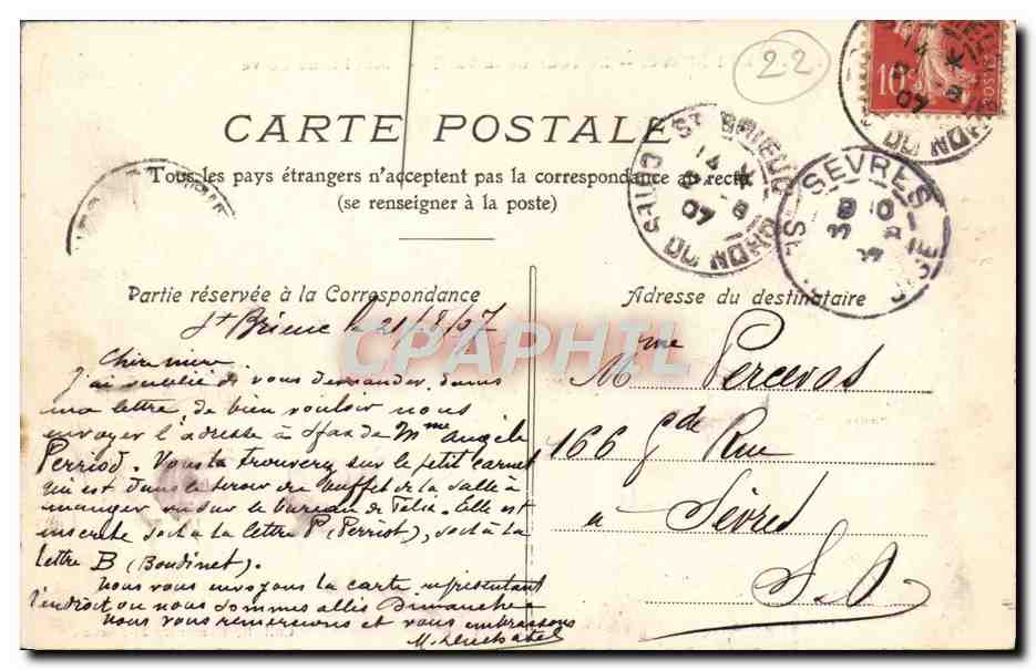 Saint-Brieuc — Le Tour de la Vallée — Moulin de Colvé — Éditeur : H. Hamon, St-Brieuc — Verso