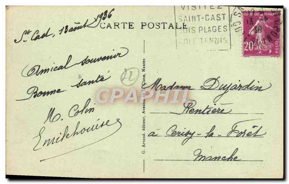 CPA Saint Cast Vue Generale Des Miettes Et La Pointe De La Garde — Verso