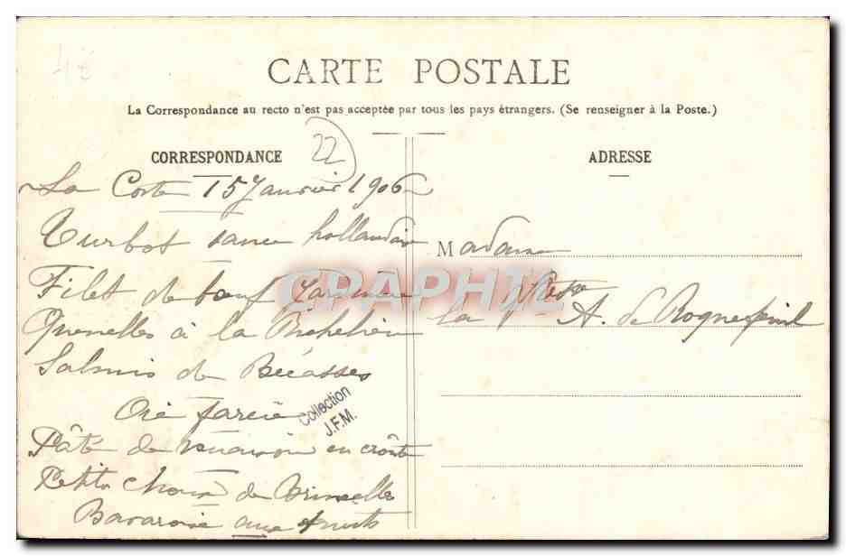See des Schlosses La Coste bei St-Julien, nahe St-Brieuc — Nr. 1629 — Verlag nicht sichtbar — Rückseite