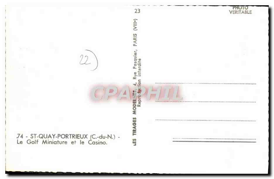 CPM St Quay Portrieux Le golf Miniature Et Le Casino — Verso
