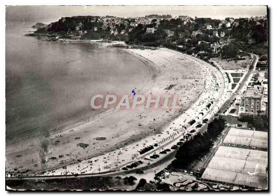 CPM en Avion Au Dessus De Perros Guirec Plouvanach Plage De Trestraou Tennis