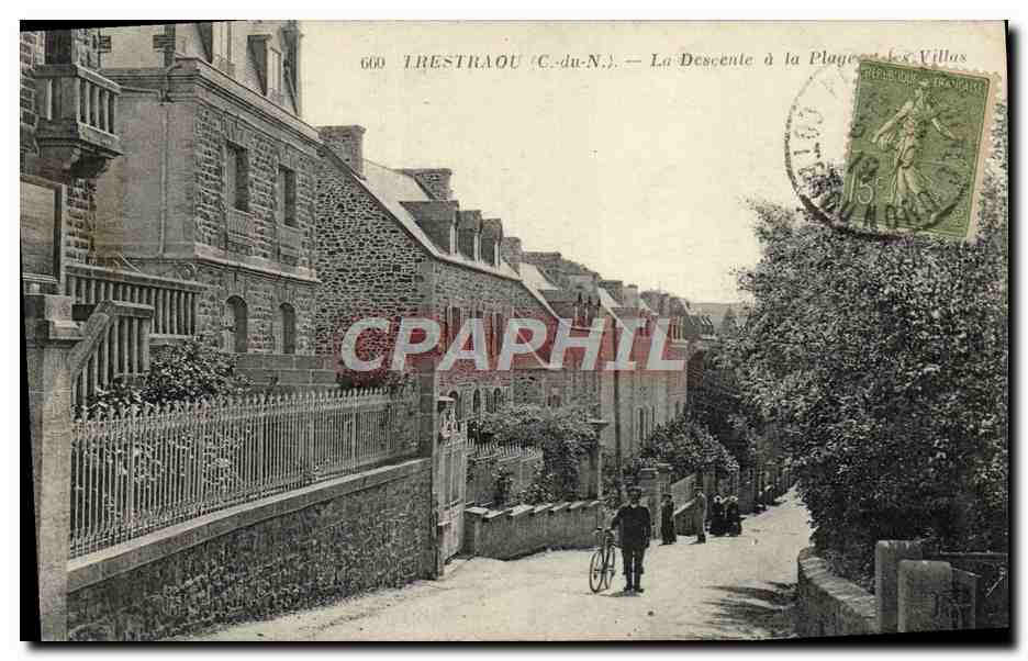 TRESTRAOU (C.-du-N.) — La Descente à la Plage et les Villas — éditeur non visible, n° de série 600