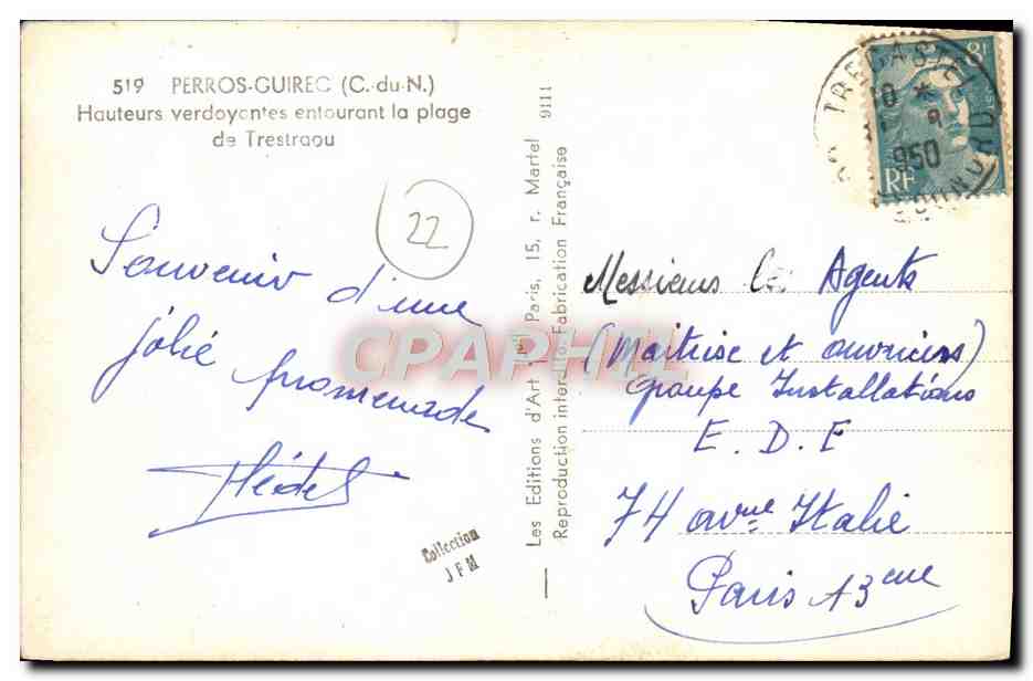 Hauteurs verdoyantes entourant la plage de Trestraou — PERROS-GUIREC (C.-du-N.) — Les Editions d'Art, Paris — Reverso