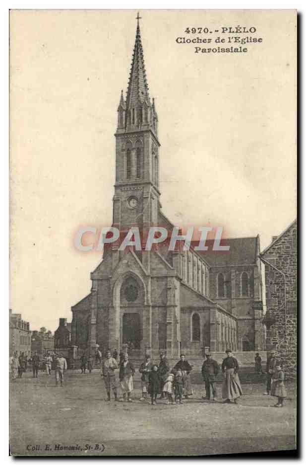 Plélo - Clocher de l'Église Paroissiale — Coll. E. Hamonic, St-B.