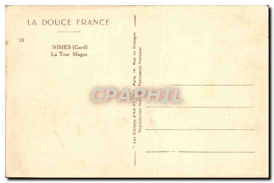 CPA Nimes La Tour Magne — Rückseite
