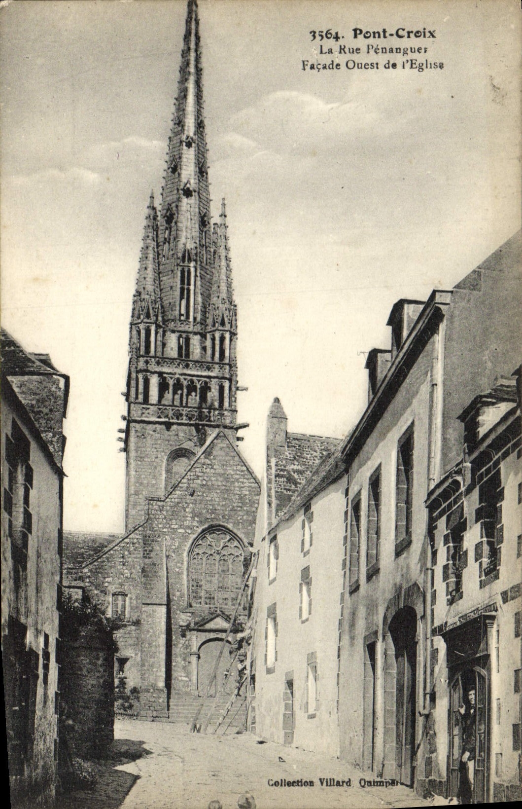 CPA Pont Croix La Rue Penanguer Facade Ouest De l'Eglise