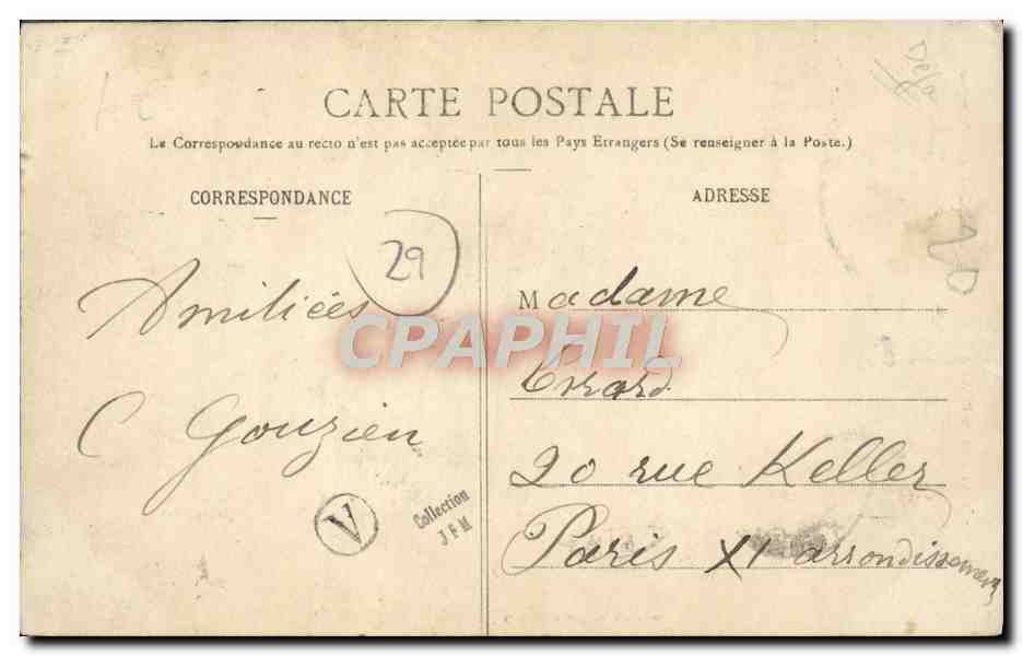 CPA Jeune Fille De Pont Croix Etude Des Coiffes De Bretagne — Rückseite