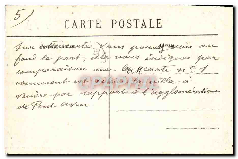CPA Pont Aven Vue Generale de la Vallee de l'Aven — Rückseite