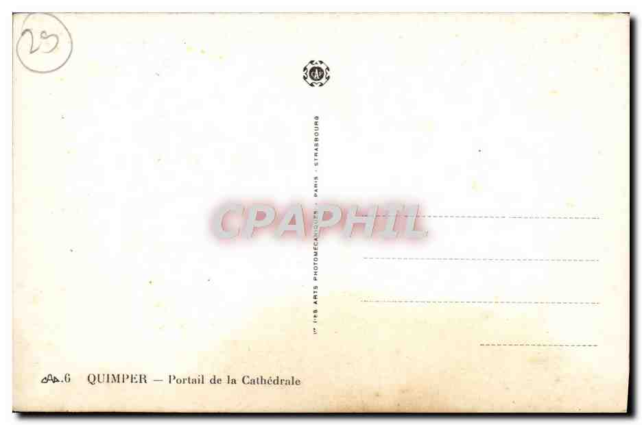 CPA Quimper Portail de la Cathedrale — Rückseite