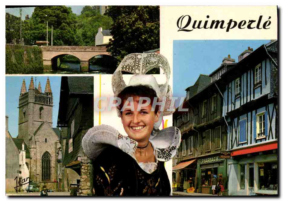 CPM Quimperle Costume et quelques vues de la Ville Folklore 