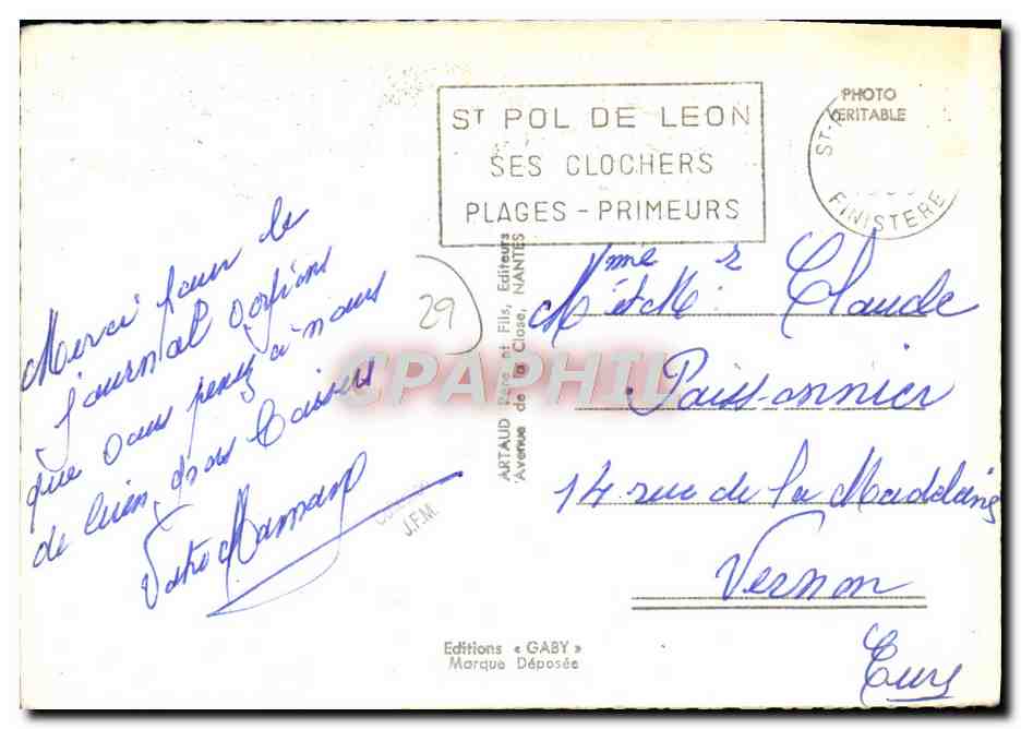 CPM Souvenir De Santec Dossen Le Port de Roch Kroum — Rückseite