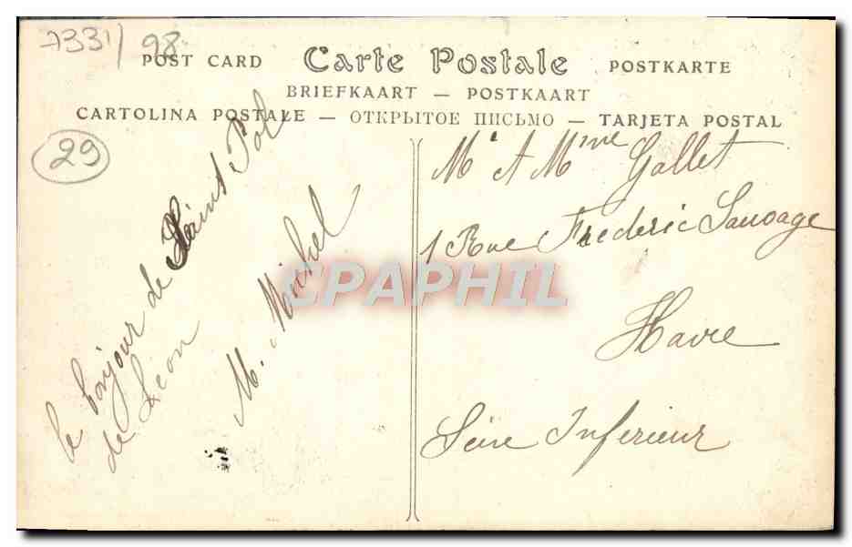 CPA Saint Pol De Leon Vue Generale cote sud prise du Creisker — Rückseite