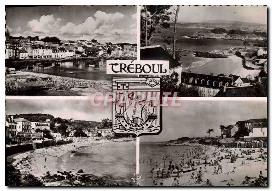 CPM Treboul Dournenez Le Port de peche Vue Generale Les hotels sur la plage les sables blancs