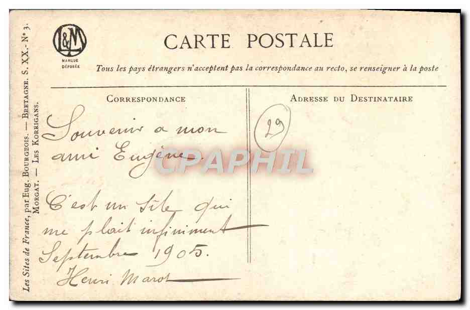 Les Korrigans — Bretagne — éditeur M&N, n° XX-3 — Verso