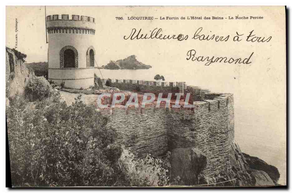 CPA Locquirec Le Fortin de L'Hotel des Bains La Roche Percee