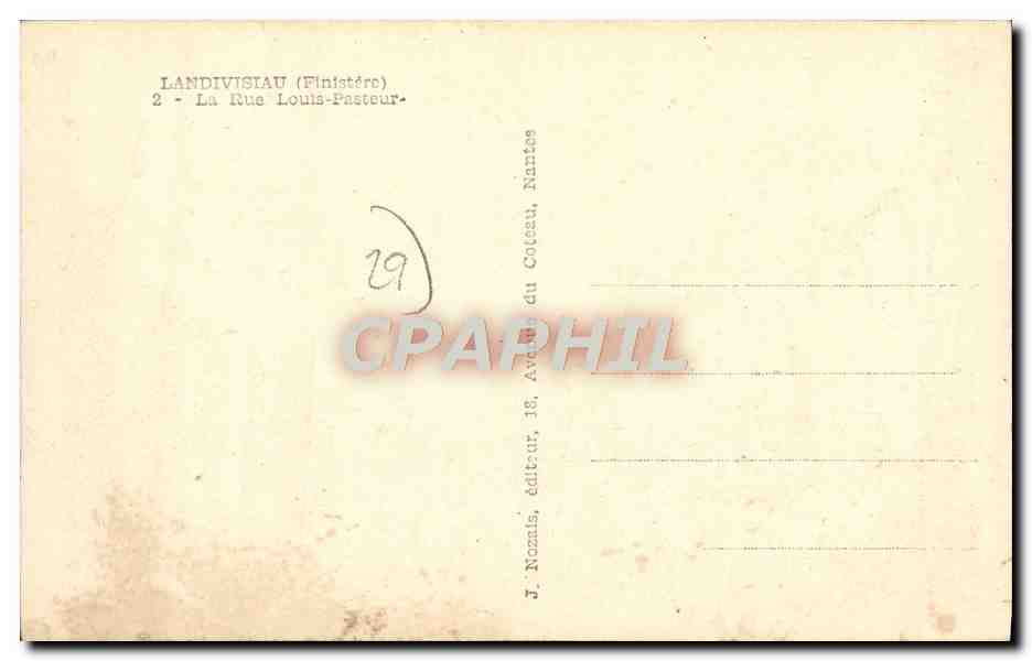 CPA Landivisiau La Rue Louis Pasteur — Rückseite