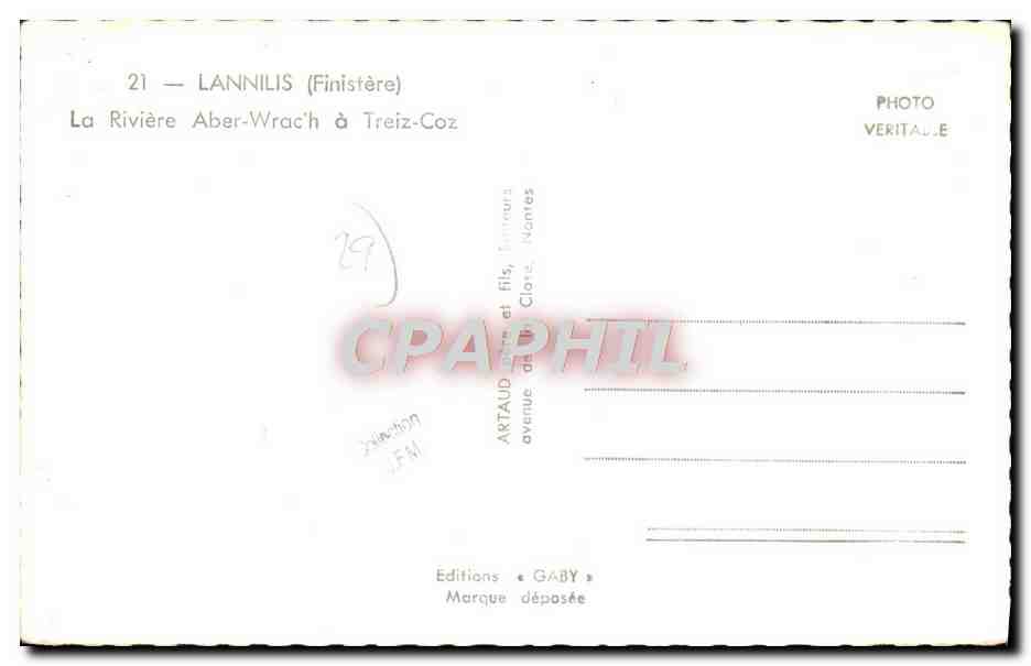 CPM Lannilis La Riviere Aber Wrac'h a Treiz Coz — Rückseite