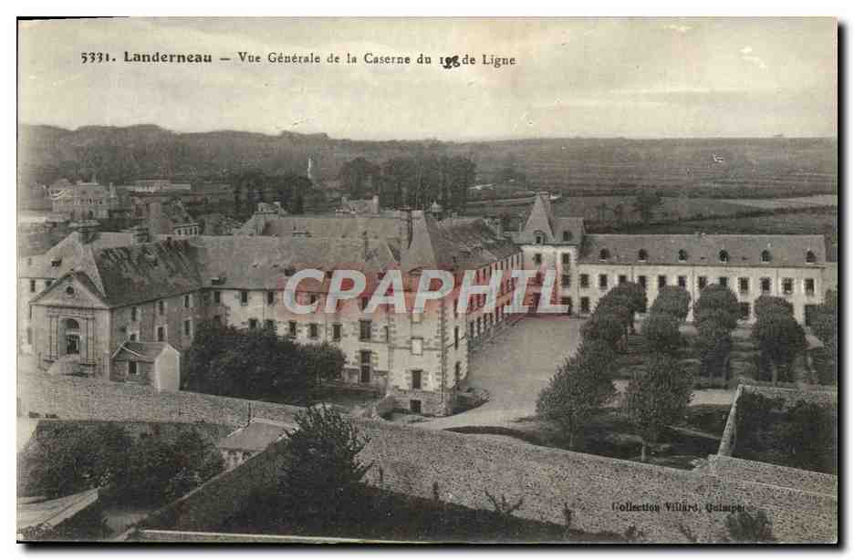 CPA Landerneau Vue Generale de la Caserne du 128eme de Ligne Militaria