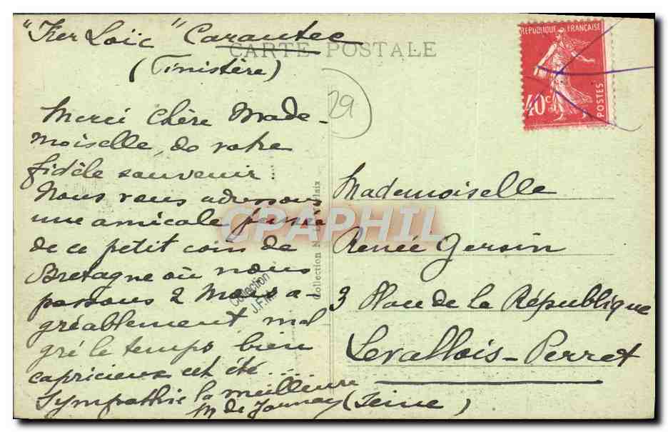 CPA Carantec Plage du Kelenn Vue Generale — Rückseite
