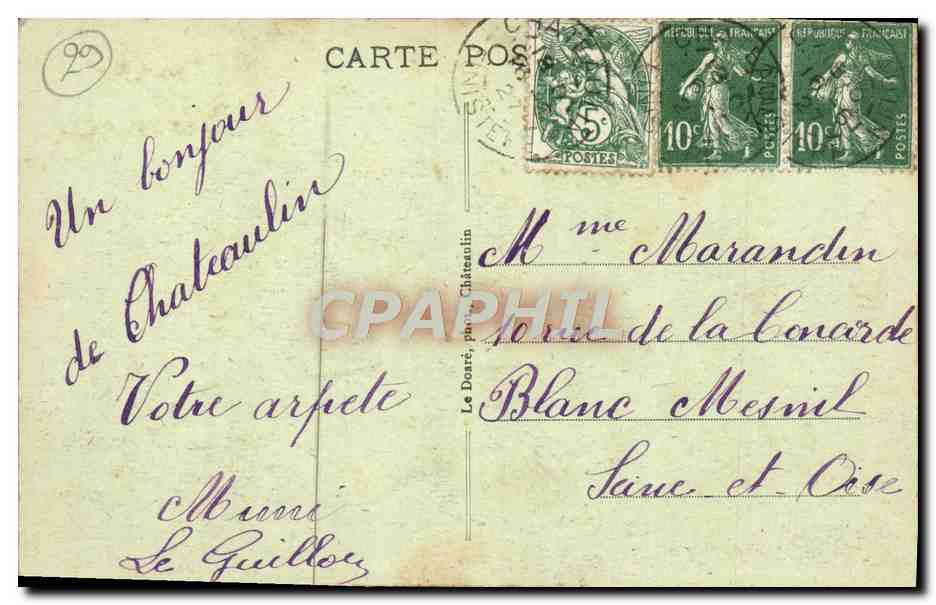 CPA Chateaulin Le Mont Banine — Rückseite